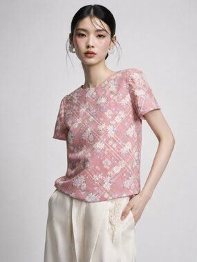 Vivienne Hu Pink Daisy Print Top